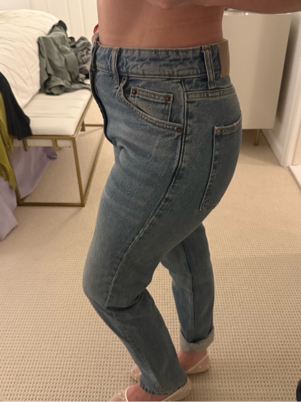 Zara Higg-Rise Straight-Leg Jeans Stretch sz 4 - Picture 5 of 5